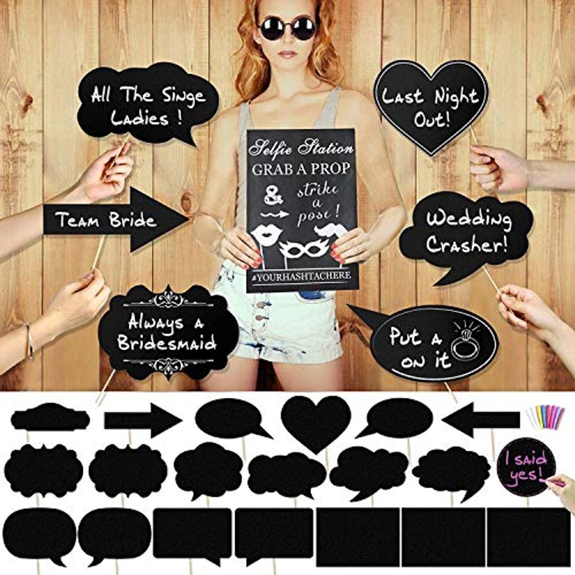 Social Konsait 20pcs de Gran tamaño DIY Tiza Tarjetas Photo Booth Props Cabina de Fotos Accesorios Photocall para la Boda Despedidas de Soltera Fiesta