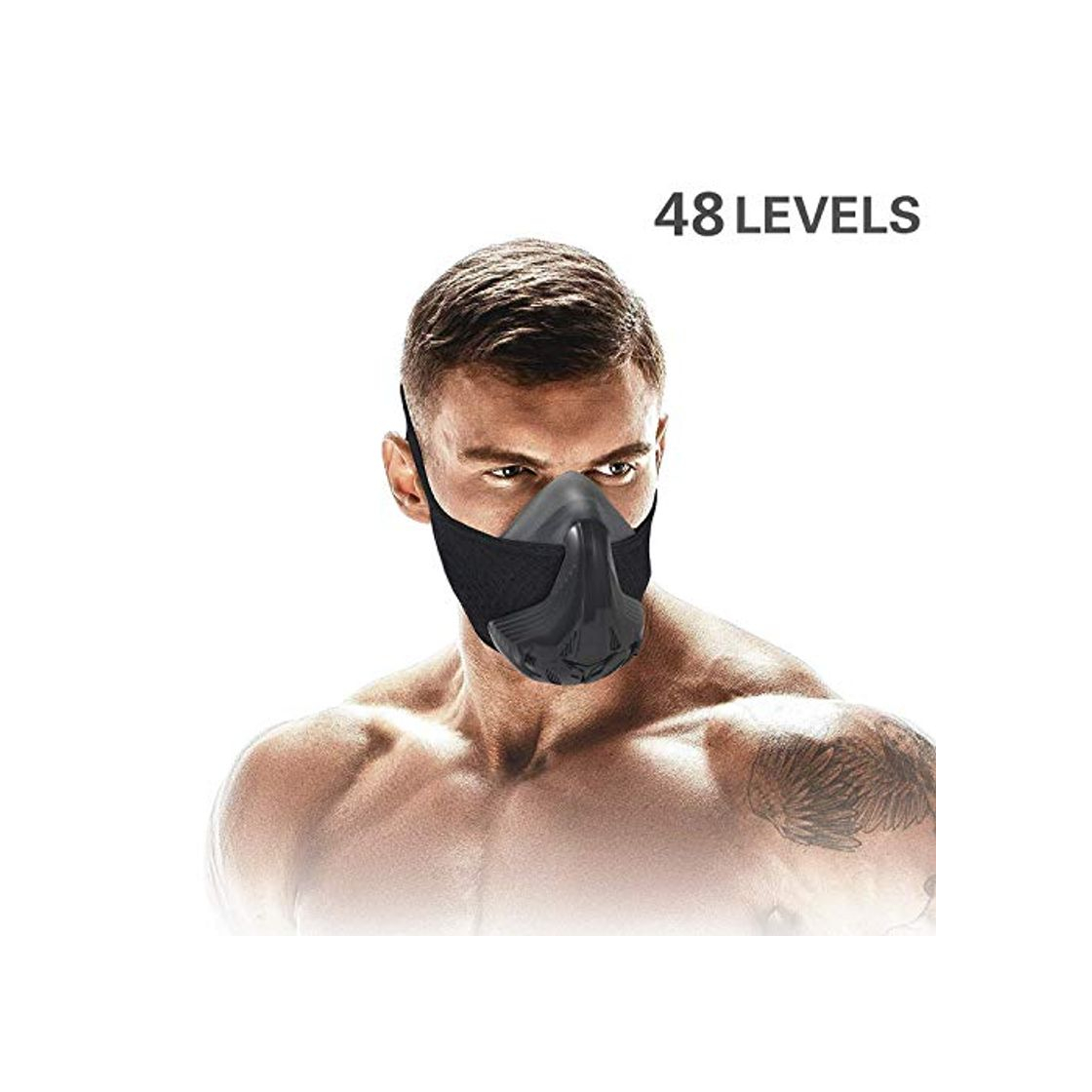 Social QISE Máscara de Entrenamiento Resistencia Respiración Oxígeno Sport Fitness Máscara 48 Niveles de Resistencia a la respiración e imitar el Entrenamiento a Gran Altura para Correr Ciclismo Fitness