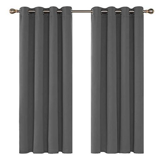 Deconovo Cortinas Opacas de Dormitorio y Salón Térmicas Aislantes Frío y Calor 2 Piezas 117 x 138 cm Gris Claro