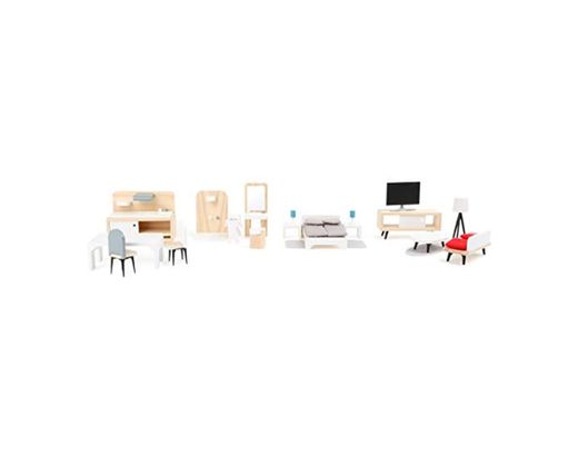 Small Foot Company-11414 Set Completo de Muebles para la casa de muñecas,