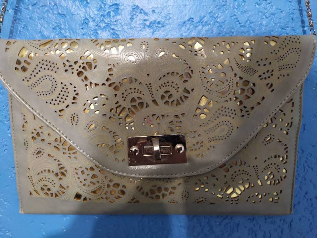 Fashion Clutch azul y dorado super lindo