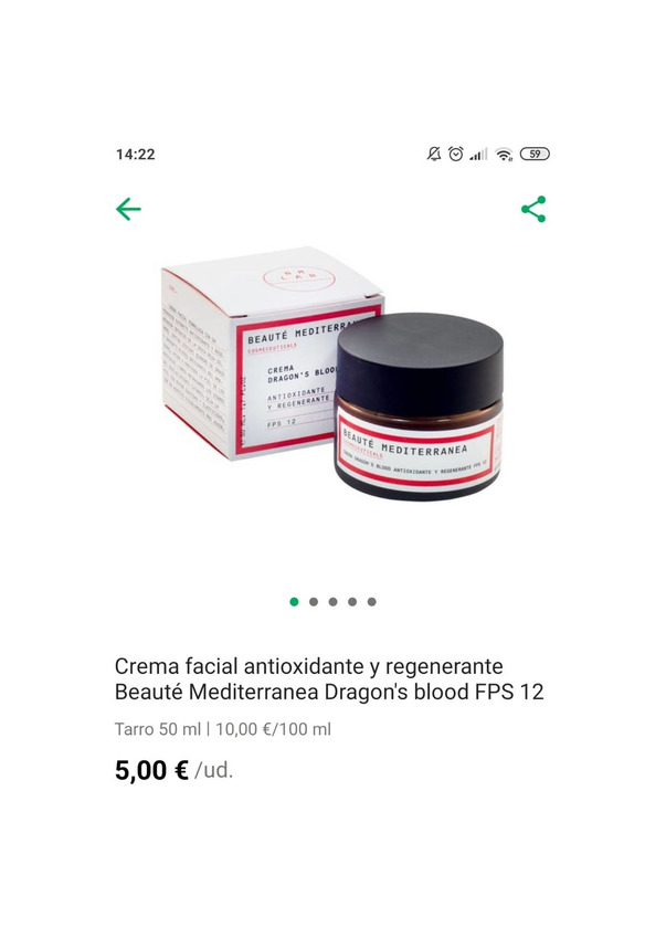 Product Crema hidratante antioxidante y regenerante 