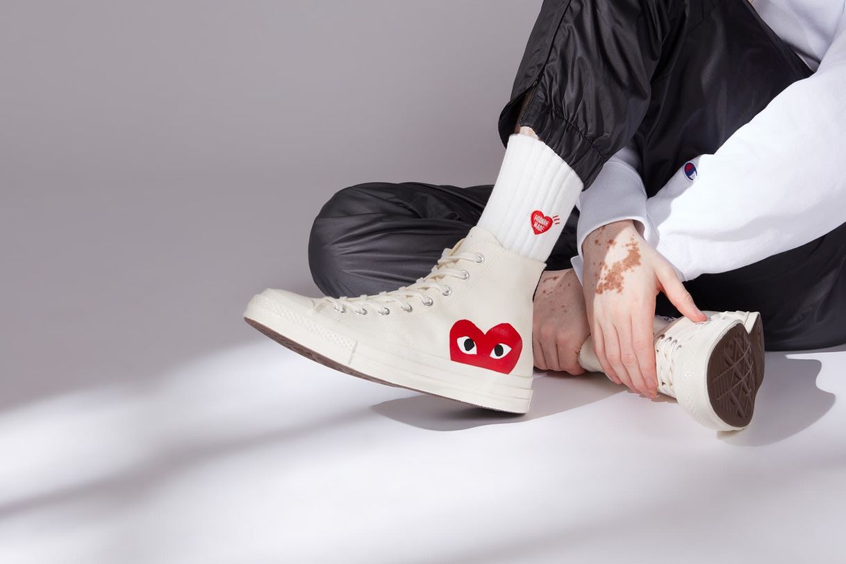 Fashion Comme des Garcons Play x Converse Chuck Taylor 1970s Hi Beige