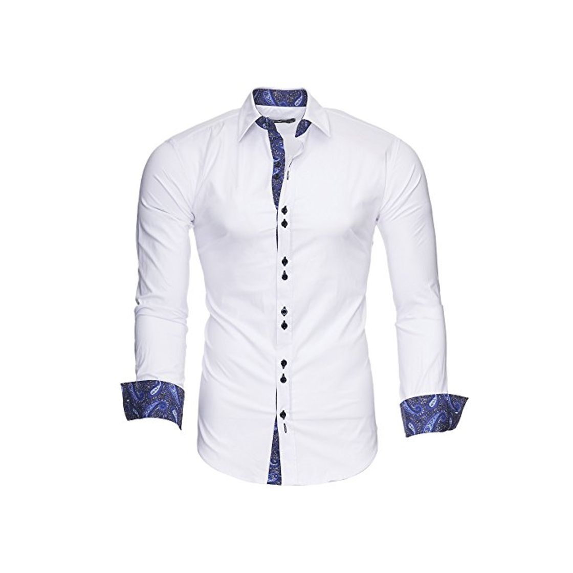 Social Kayhan Hombre Camisa Royal Paisley White/Navy