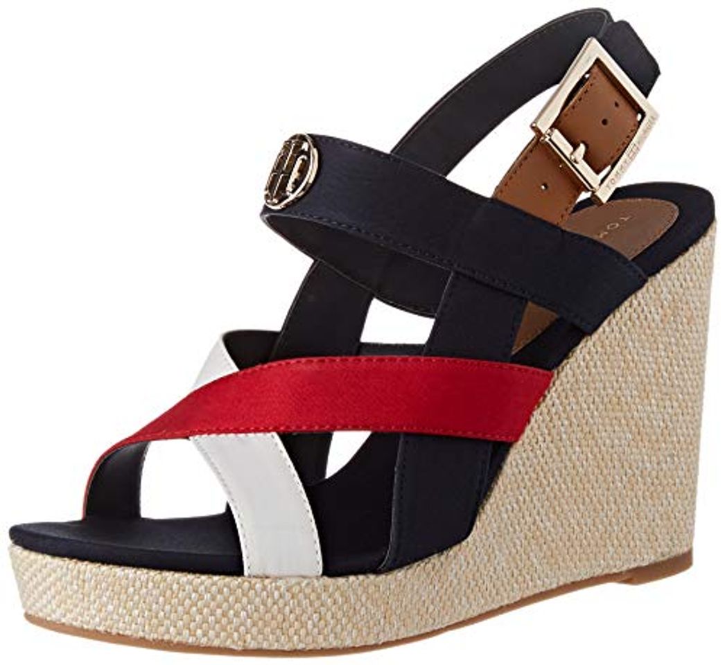 Fashion Tommy Hilfiger Basic Hardware High Wedge Sandal, Sandalias con Punta Abierta para