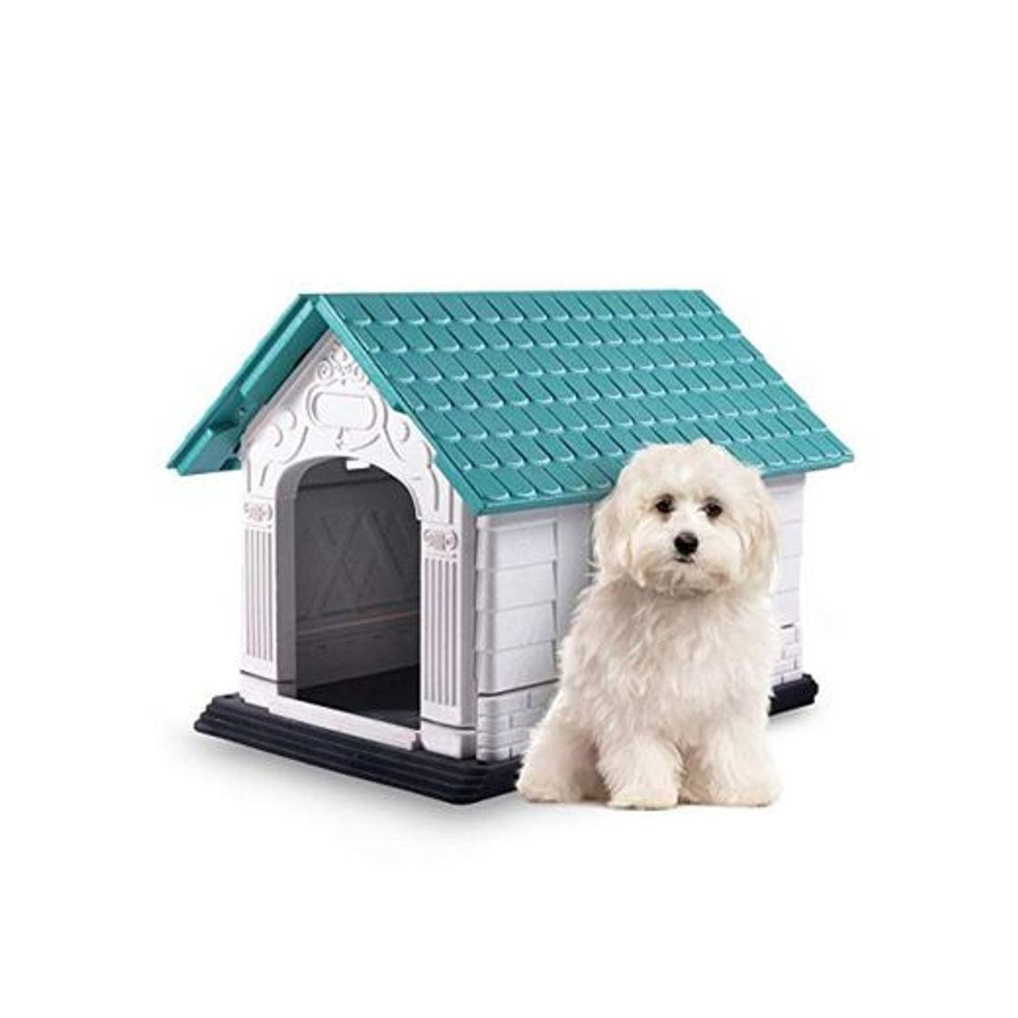 Social Nobleza - Caseta para Perros de Polipropileno Impermeable con tejado a Dos