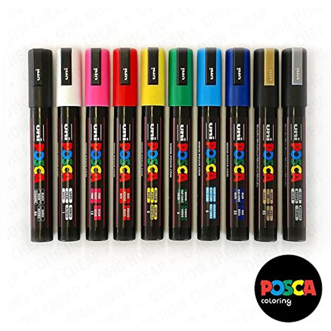 Social Uni-Ball POSCA PC-5M [10 Pen Set] includes 1 of each - Black