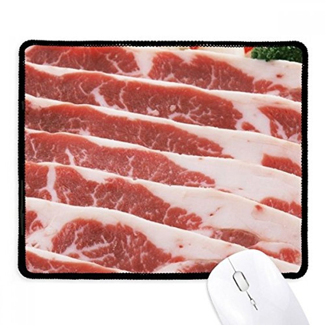 Product DIYthinker Chuletas de cerdo Carne de Alimentos textura antideslizante Mousepad Juego de oficina Negro Titched Bordes regalo