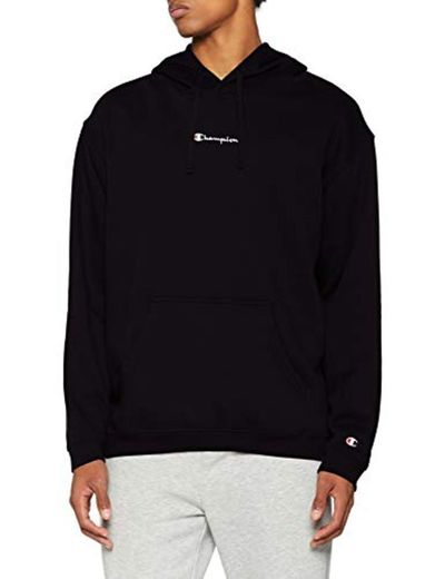 Champion Classic Small Logo para Hombre Sudadera con Capucha, Negro