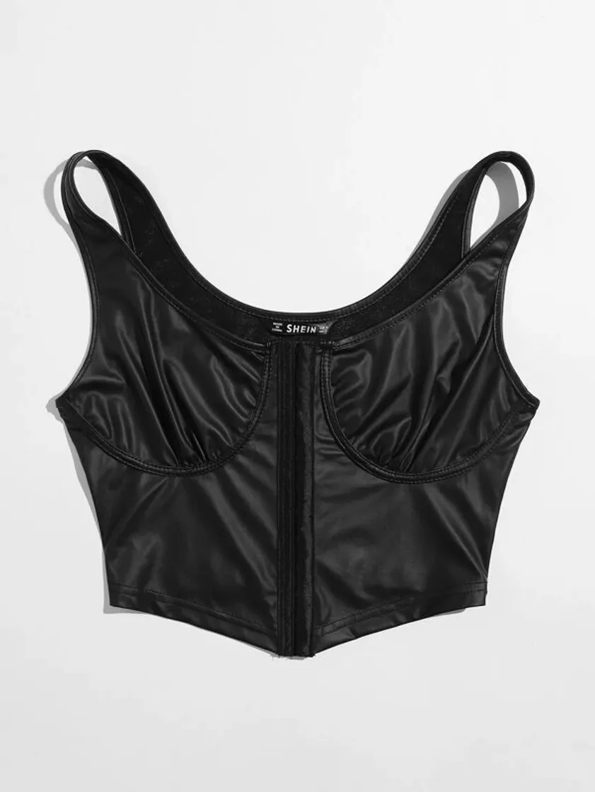 Fashion SHEIN Camiseta De Alças Bustier Com Bainha Assimétrica