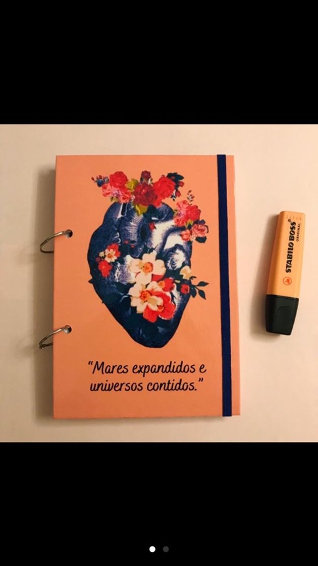 Fashion Caderno Argolado - Bloco de Notas Coração Florido