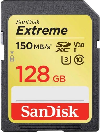 SanDisk Extreme 128GB SDXC Memory Card up to 150MB/s, Class 