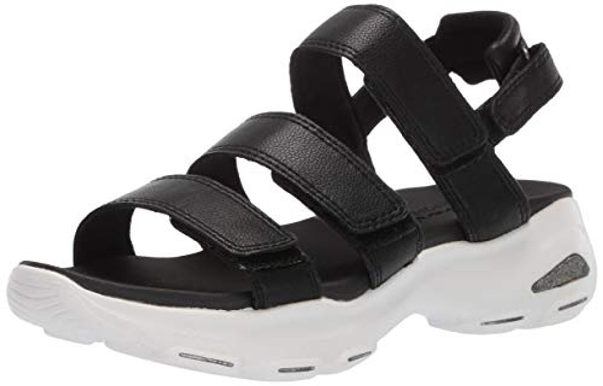 Social Skechers D'lites Ultra-Fab Life, Sandalias de Punta Descubierta para Mujer, Negro