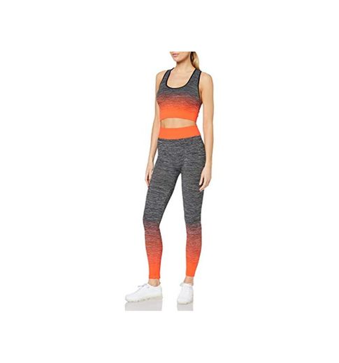 FM London Crop Top and Leggings Conjunto Ropa Deportiva, Naranja