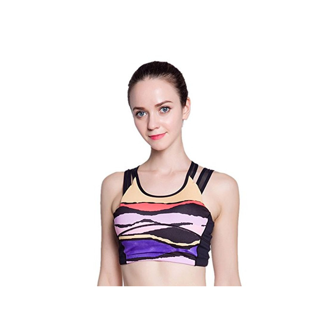 Social Sujetadores deportivos de yoga para mujer Yoga de la aptitud de impresión sujetador de los deportes de la ropa interior sujetador verano tramo que discurre Mujeres espalda cruzada para gimnasio ejerci