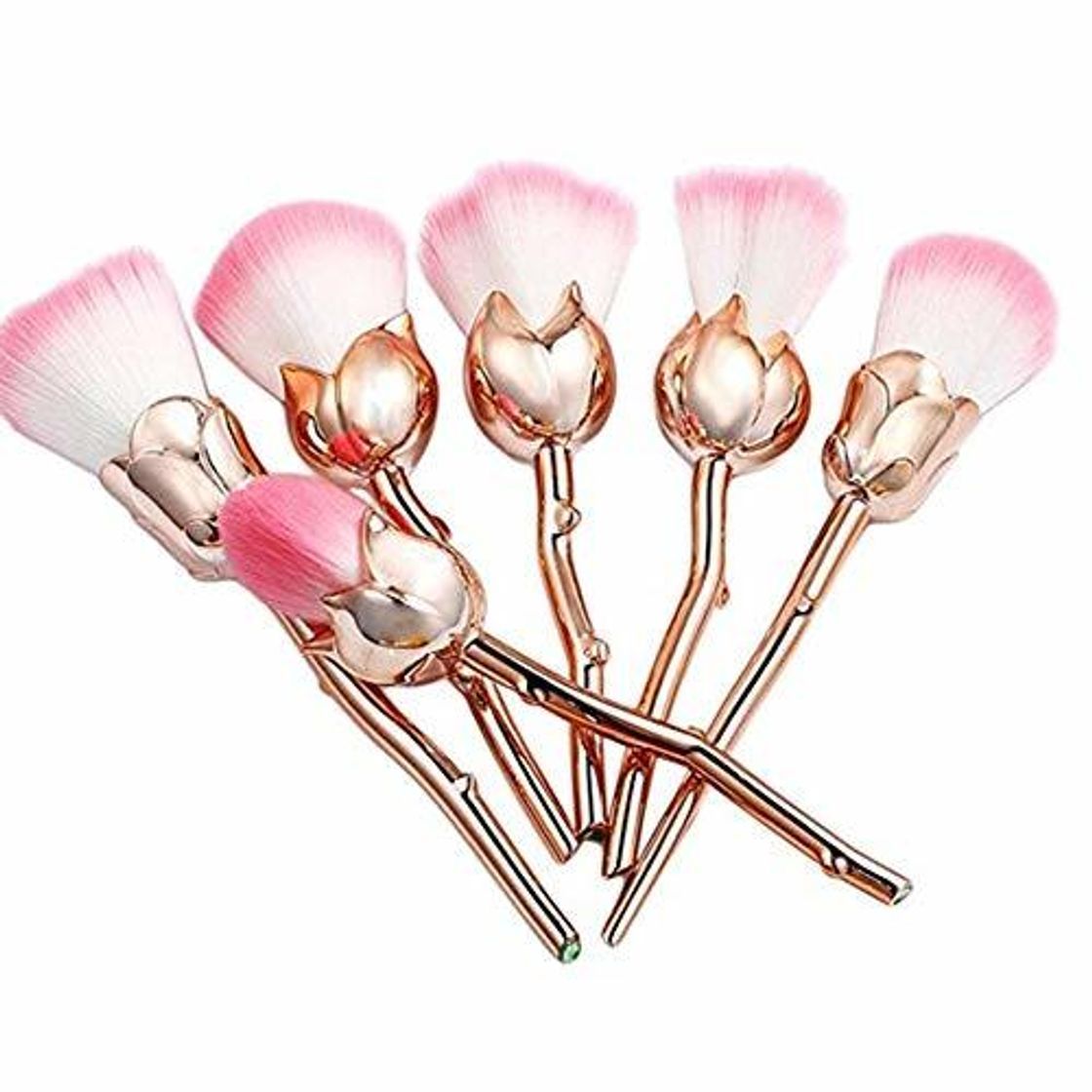 Belleza Juego de 6 brochas de maquillaje con forma de flor de rosas