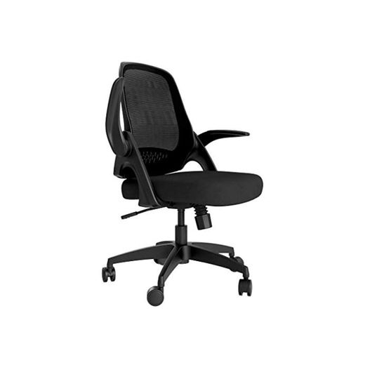 Hbada Silla de Oficina Silla de Escritorio ergonómica Silla giratoria con reposabrazos Plegables Silla de Malla para computadora Silla de Trabajo Silla Ligera Negro