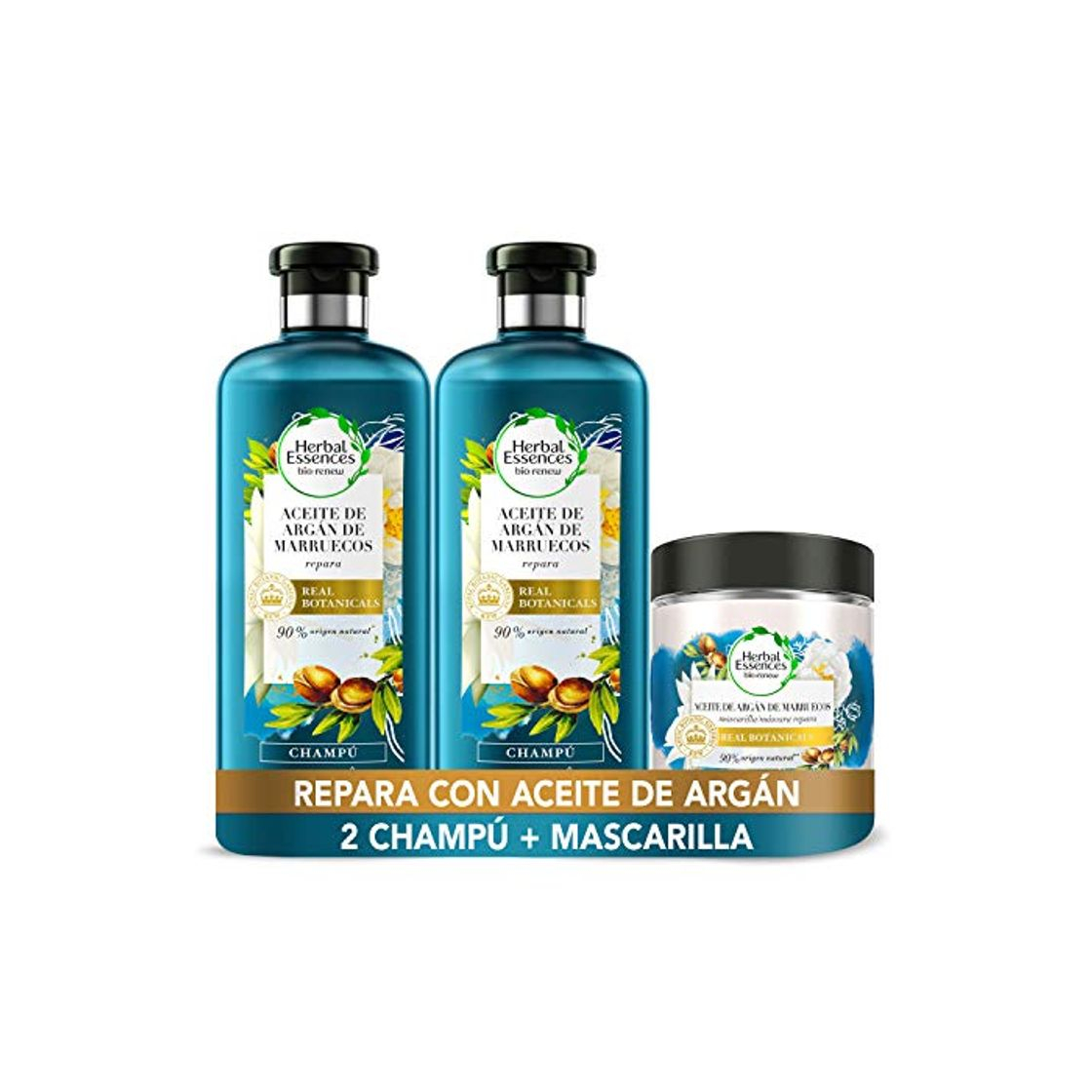 Social Herbal Essences bio:renew Aceite de Argán de Marruecos, Champú Reparación 2 x