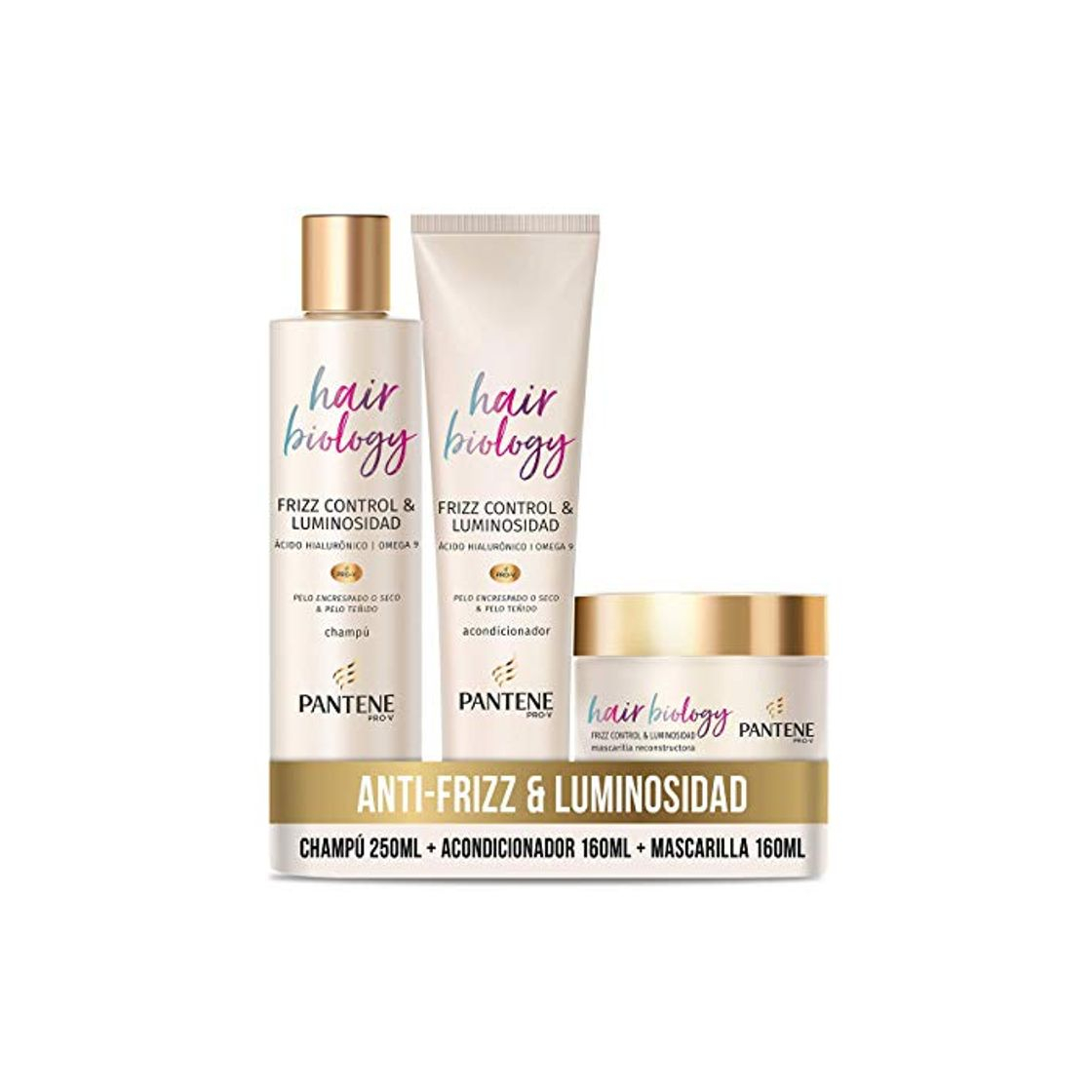 Producto Pantene Hair Biology Frizz Control Y Luminosidad Con Ácido Hialurónico y Omega