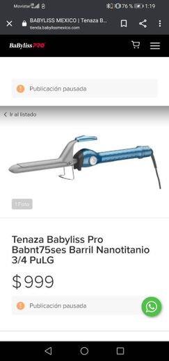 Tenaza babyliss pro babnt75ses barril nanotitanio 3/4 puLG. 