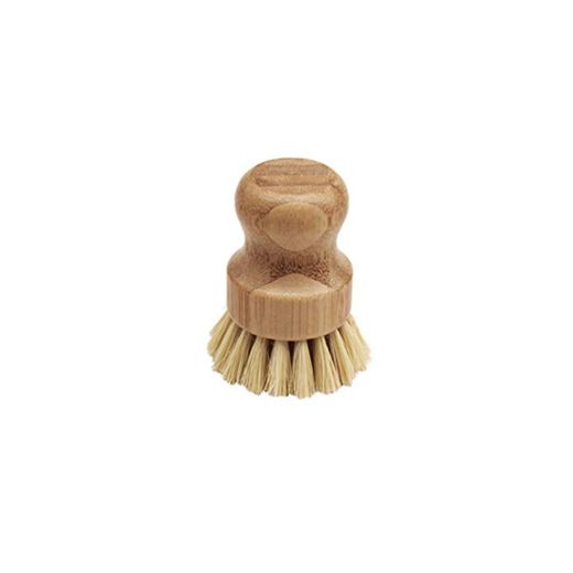 Linpu - Cepillo de madera para vajilla, cepillo redondo de bambú, cepillo