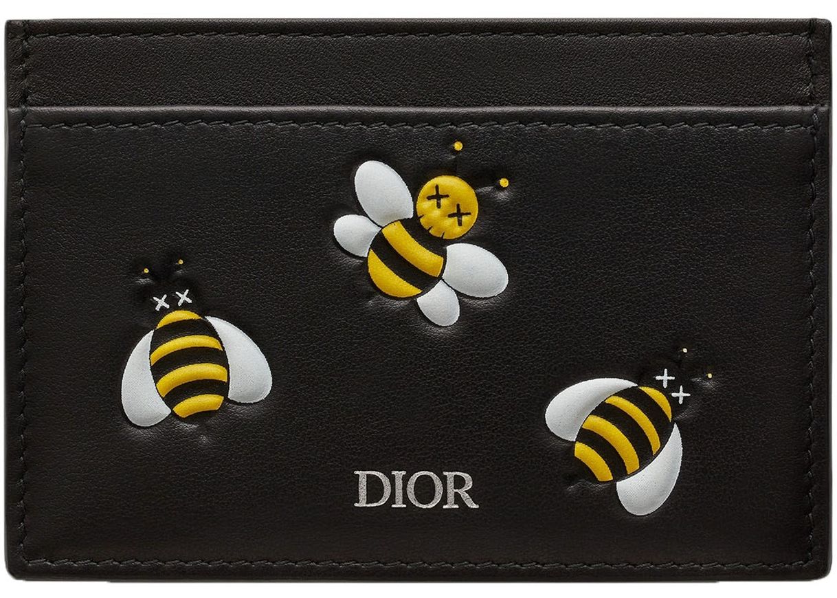 Fashion Dior x Kaws Card Holder Yellow Bees Black