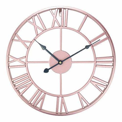 ufengke Reloj de Pared Vintage Europeo Oro Rosa Reloj Quartz Metal Silencioso