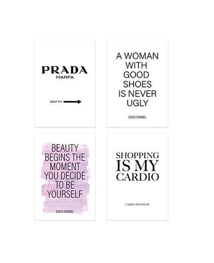 PICSonPAPER - Juego de 4 pósteres de Belleza y Moda