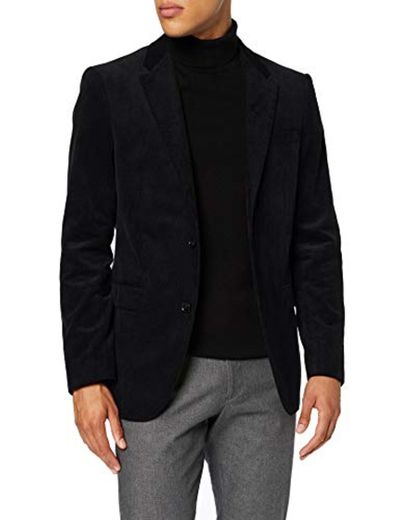 Marca Amazon - find. Americana Casual de Pana Hombre, Negro