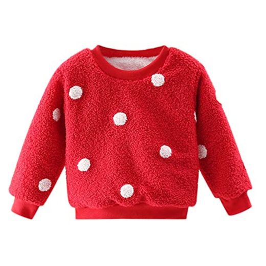 Sudadera Pullover de Felpa Gruesa para bebé niña Ropa de Invierno cálido suéter Jersey Rojo 2 a 3 años