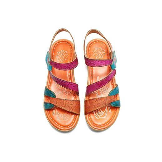 gracosy Sandalias Cuero Planas Verano Mujer Estilo Bohemia Zapatos para Mujer de