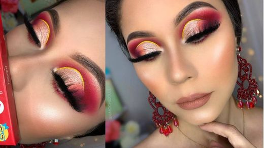 Maquillaje rojo técnica brasileña cut crease levantado 2020