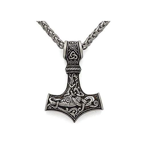 HLARK Collar Vikingo con Colgante del Martillo de Thor, Odin Mjolnir Céltico