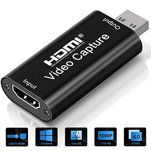 DIWUER Capturadora de Video HDMI, 4K HDMI a USB 2.0 Convertidor Video