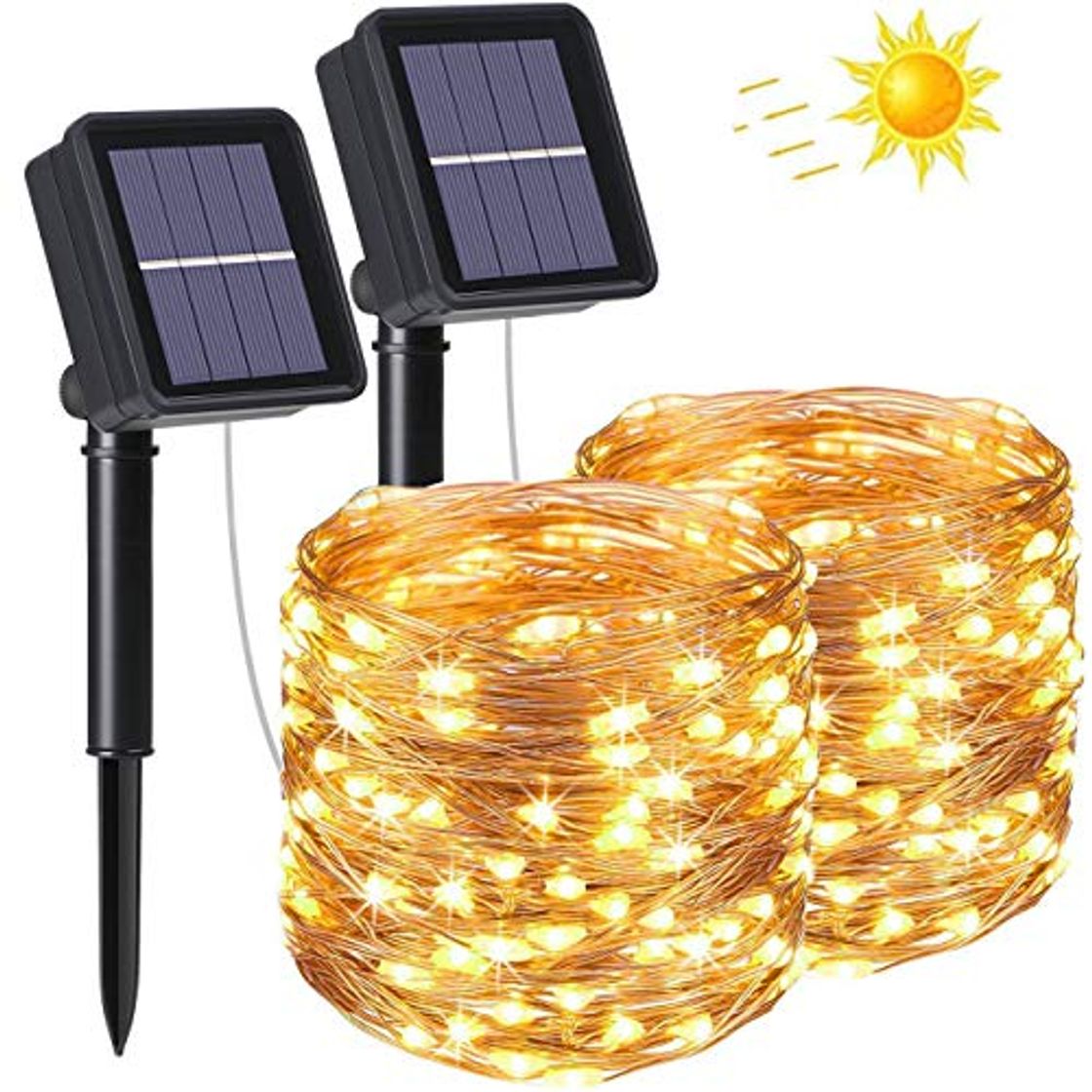 Social flintronic® Guirlande Lumineuse Solaire, 2PCS/100LEDs de Lumières de Jardin