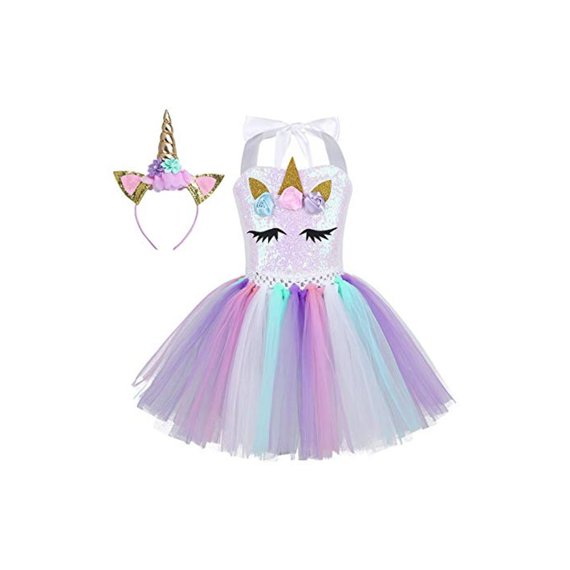 Social YiZYiF Vestido Tutú Disfraz Unicornio Niñas Vestido Fiesta Cumpleaños con Diadema Alas
