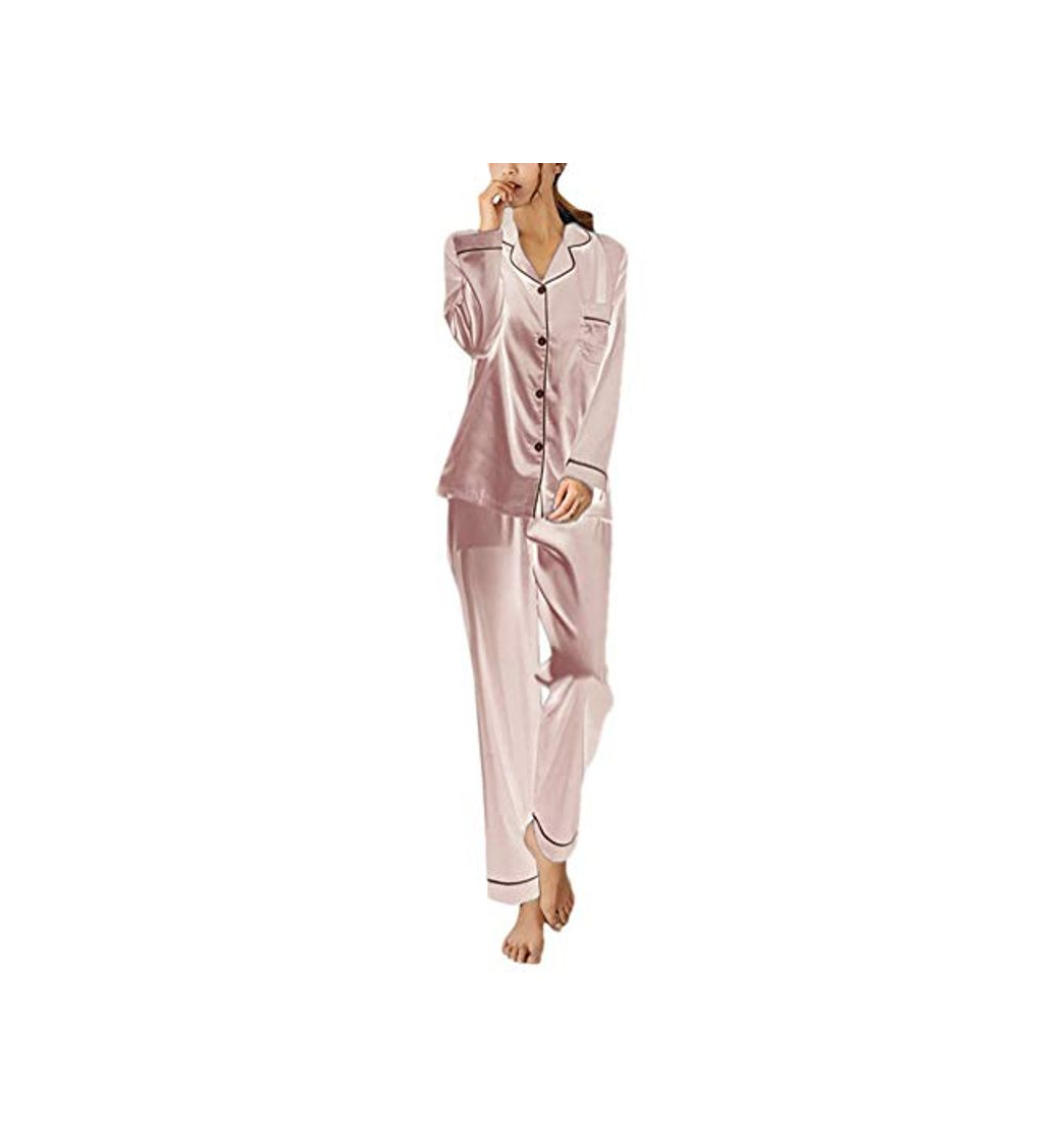 Social ORANDESIGNE Pijama de Seda de Dos Piezas para Las Mujeres, Camisón de