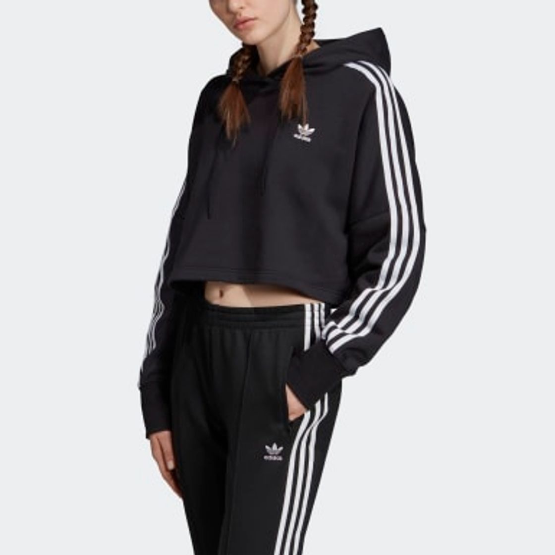 Moda Adidas Cropped - Sudadera con capucha para mujer blanco