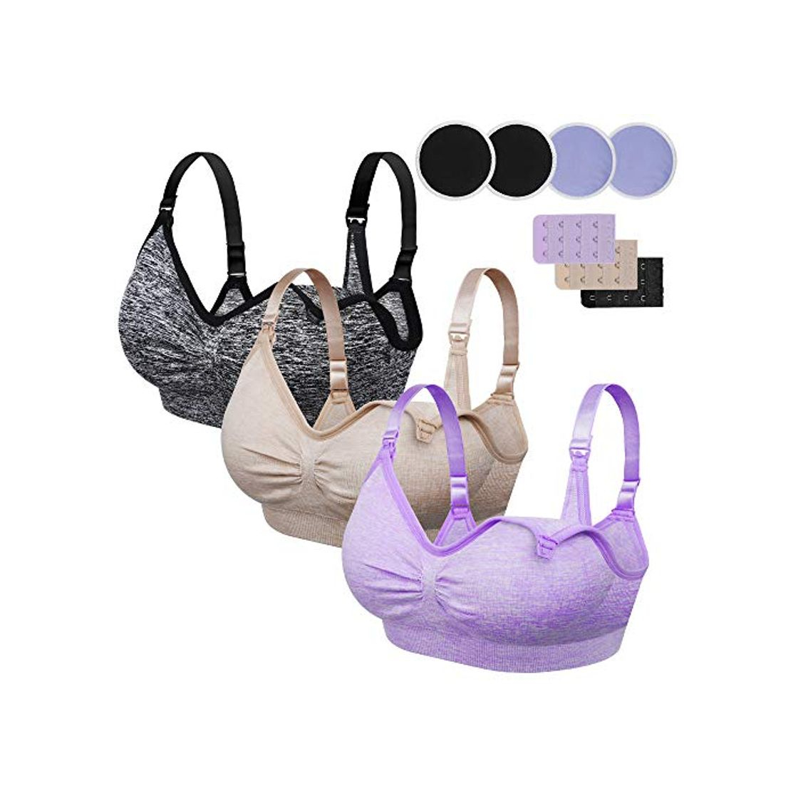 Rovtop 3 PCS Sujetador de Lactancia para Mujer de Sujetador de Maternidad