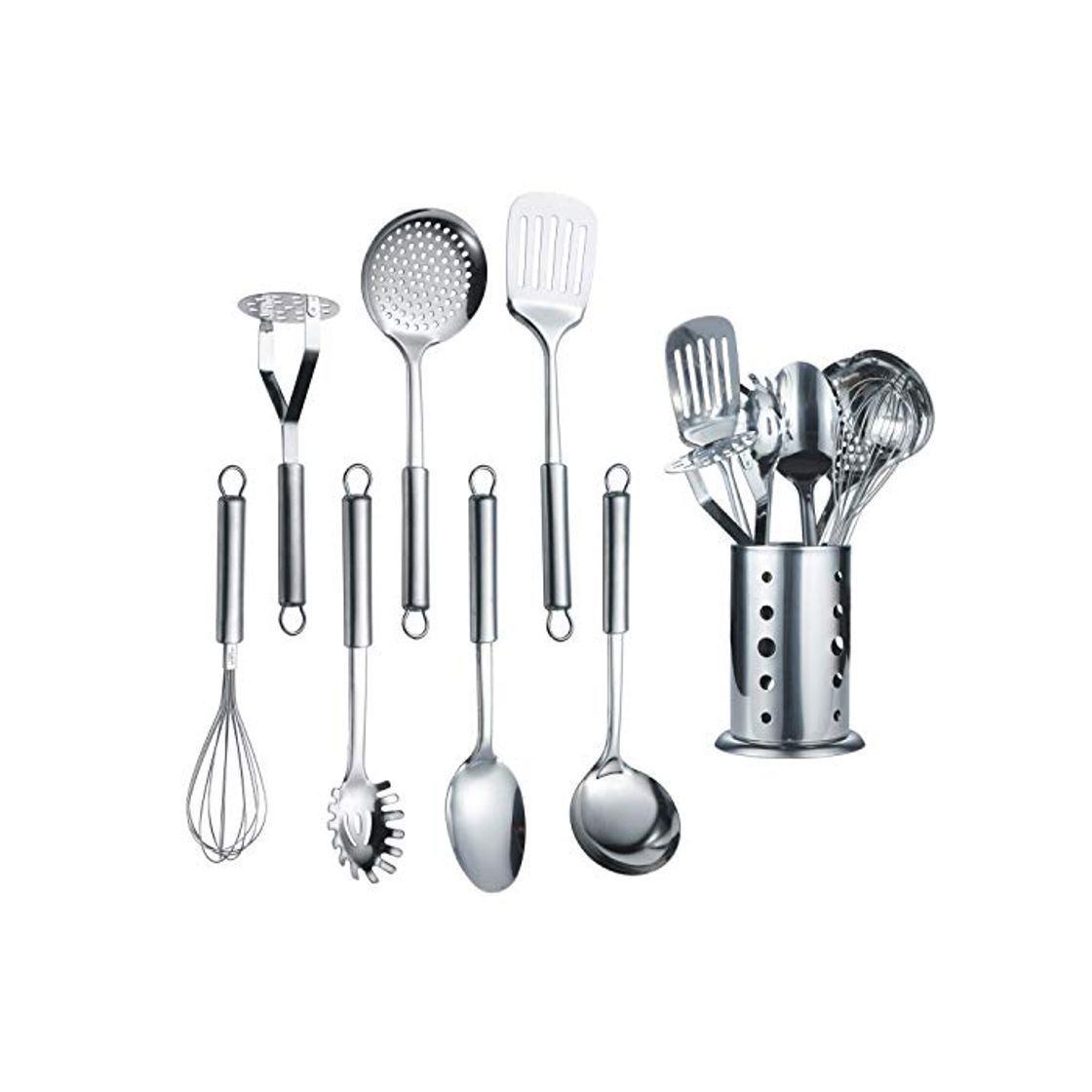 Social Berglander Utensilio de cocina de acero inoxidable de 7 piezas con 1
