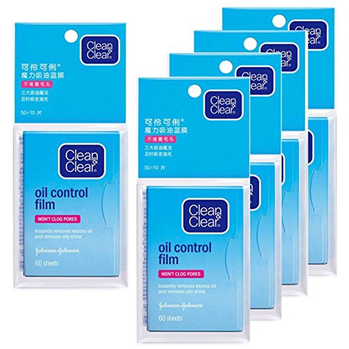 Social Oil Control Film papel secante, clean & Clear Oil Absorbing Sheets, 60