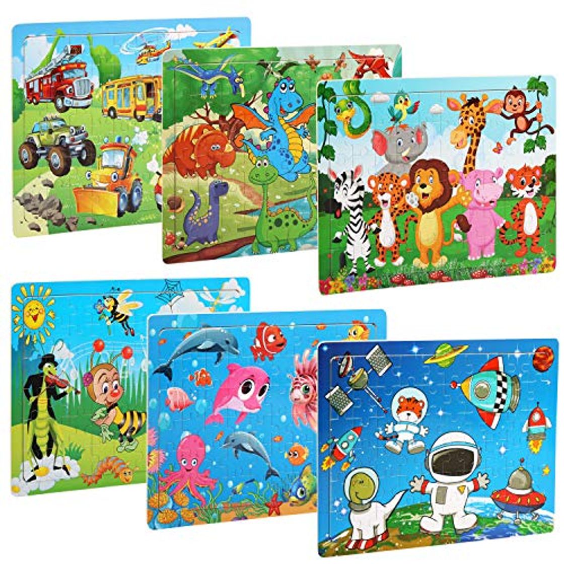 Social BelleStyle Rompecabezas de Madera 60 Piezas Juguete de Madera Puzzle para niños de 3 a 8 años Educación y Aprendizaje Rompecabezas Juguetes 6 Paquetes