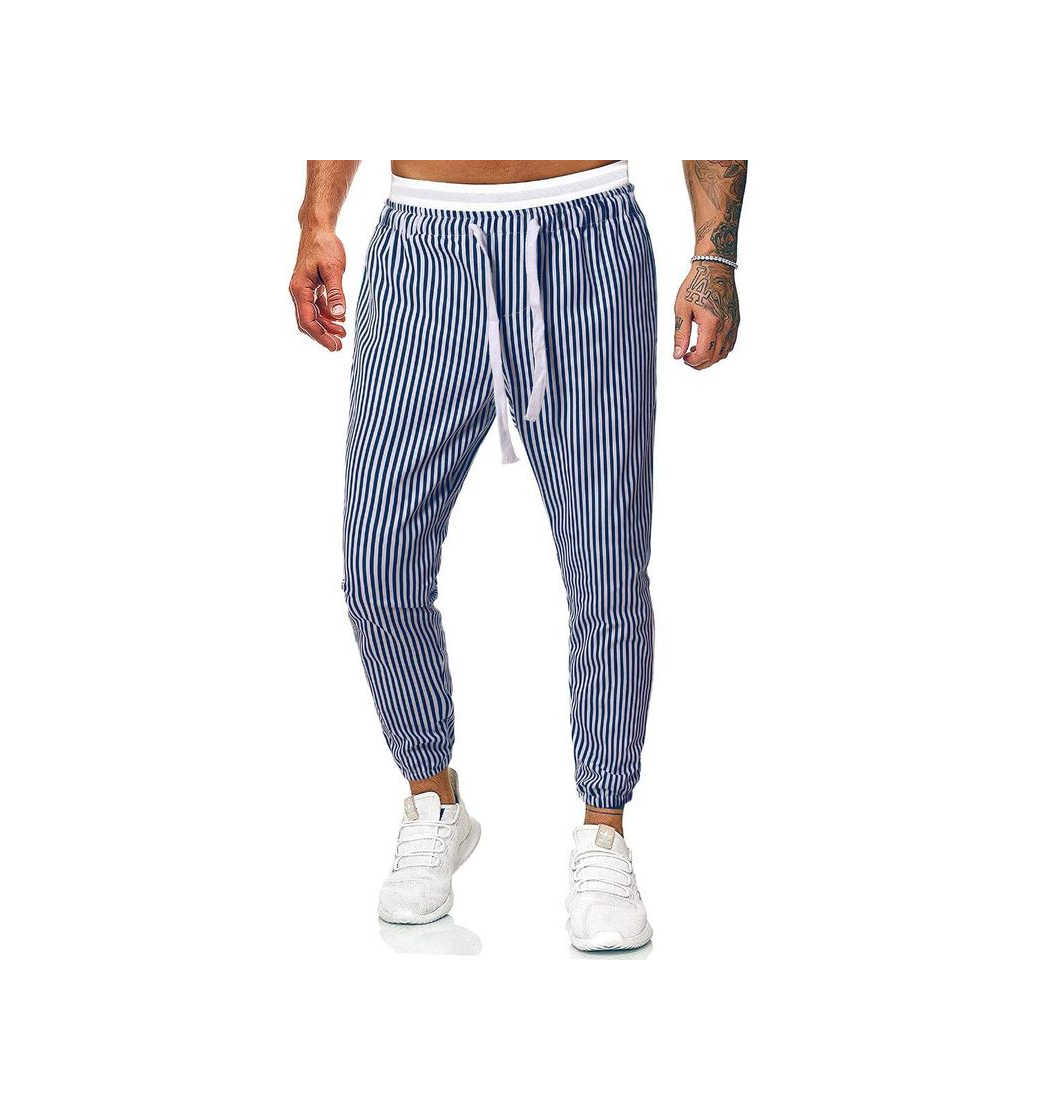 Social Pantalones deportivos de hombre de rayas de cintura de cordo