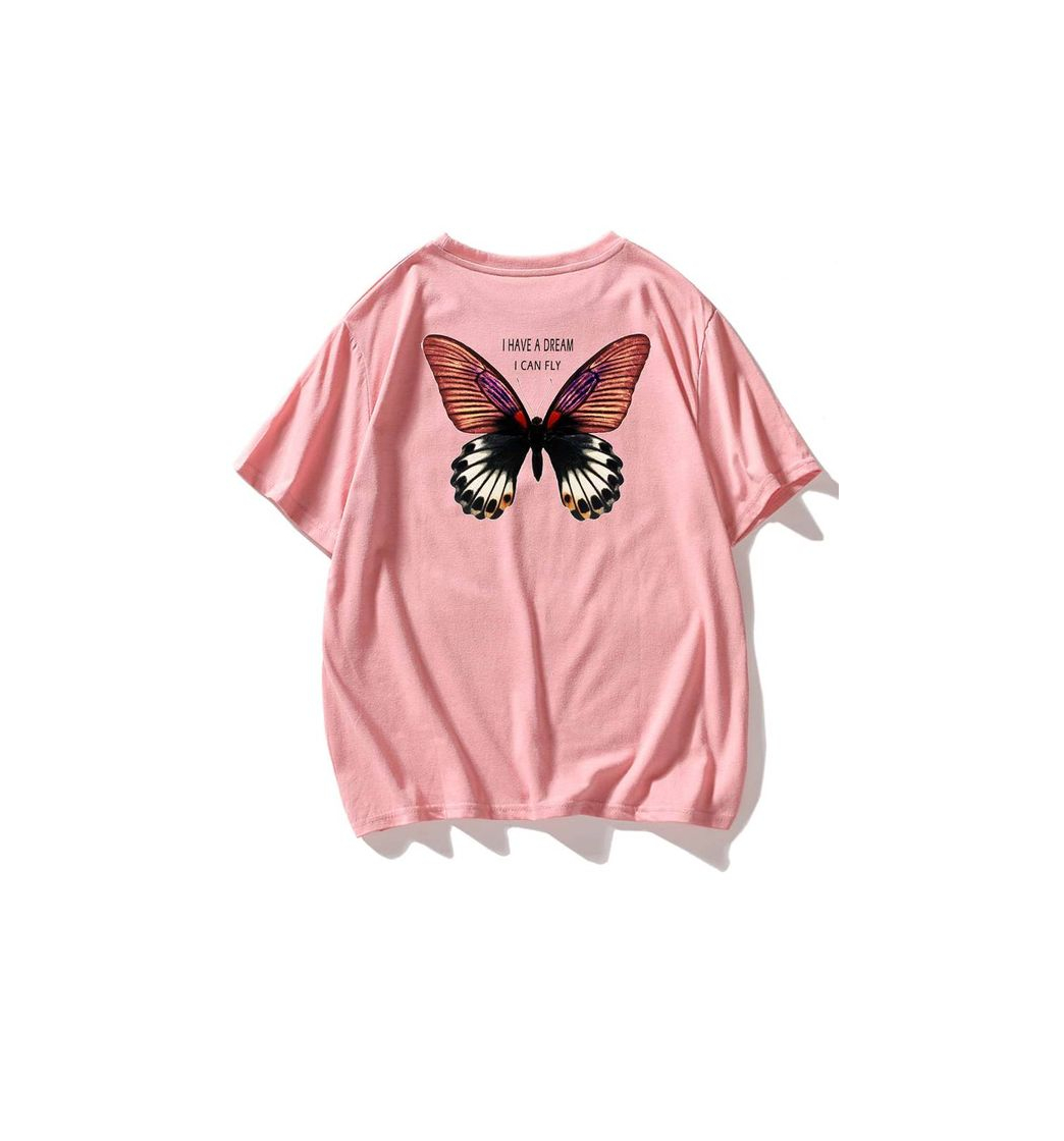Social Camiseta con estampado de slogan o mariposa