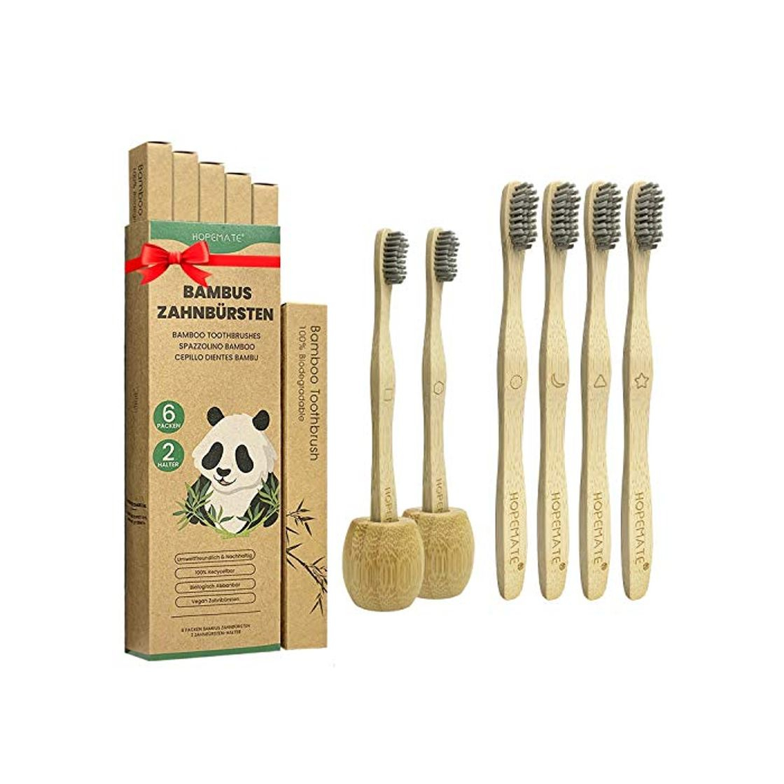 Social Cepillo Dientes Bambu Paquete de 6