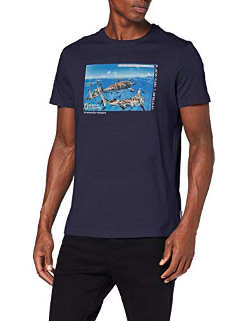 Moda Springfield 01Li Nat.Geo. Manu Sharks Camiseta, Azul