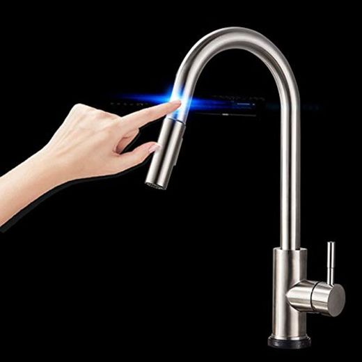 RSZHHL Faucet Automatic Sensor Faucets Touch Inductive Kitchen Faucet Stainless Steel Water Saving Inductive  Water Tap Mixer Battery Power China Brushed Nickel