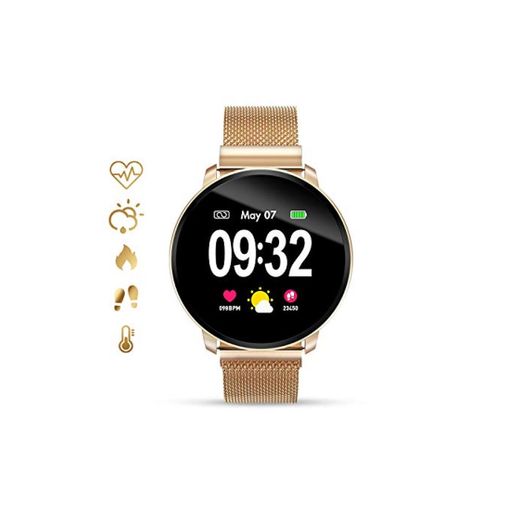 Smartwatch Fashion para Hombre Mujer Impermeable Reloj Inteligente Monitores de Actividad Fitness