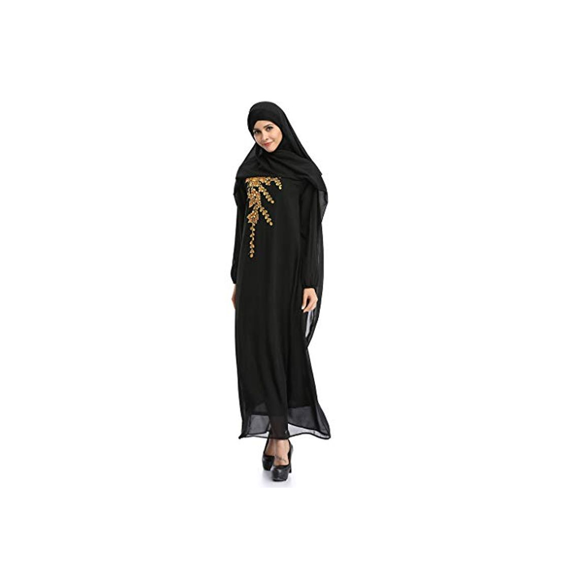 Moda SMILEQ Falda de Mujer Muslimah Talla Grande Impresión sólida Vestido árabe de