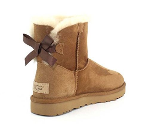 UGG Female Mini Bailey Bow II Classic Boot, Chestnut, 4